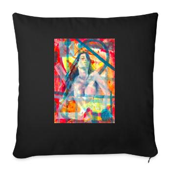 Abstract Painting - Surrealist - Sofa pillowcase 17,3'' x 17,3'' (45 x 45 cm) - black - Front