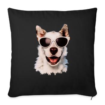 Dog with sunglasses Dog lover Dog owner - Sofa pillowcase 17,3'' x 17,3'' (45 x 45 cm) - black - Front