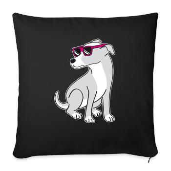 Dog with sunglasses - Sofa pillowcase 17,3'' x 17,3'' (45 x 45 cm) - black - Front