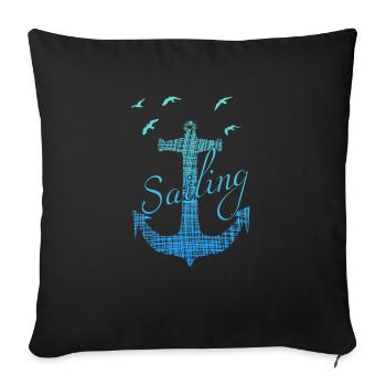 Segeln, Segelboot, Segler Skipper Geschenk - Sofakissenbezug 45 x 45 cm - Schwarz - Vorne