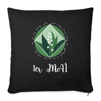 Lily of the valley of May 1st - Sofa pillowcase 17,3'' x 17,3'' (45 x 45 cm) - black - Front