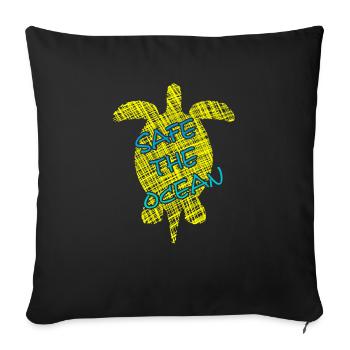 Save the Ocean, Turtle, Schildkröte - Sofakissenbezug 45 x 45 cm - Schwarz - Vorne