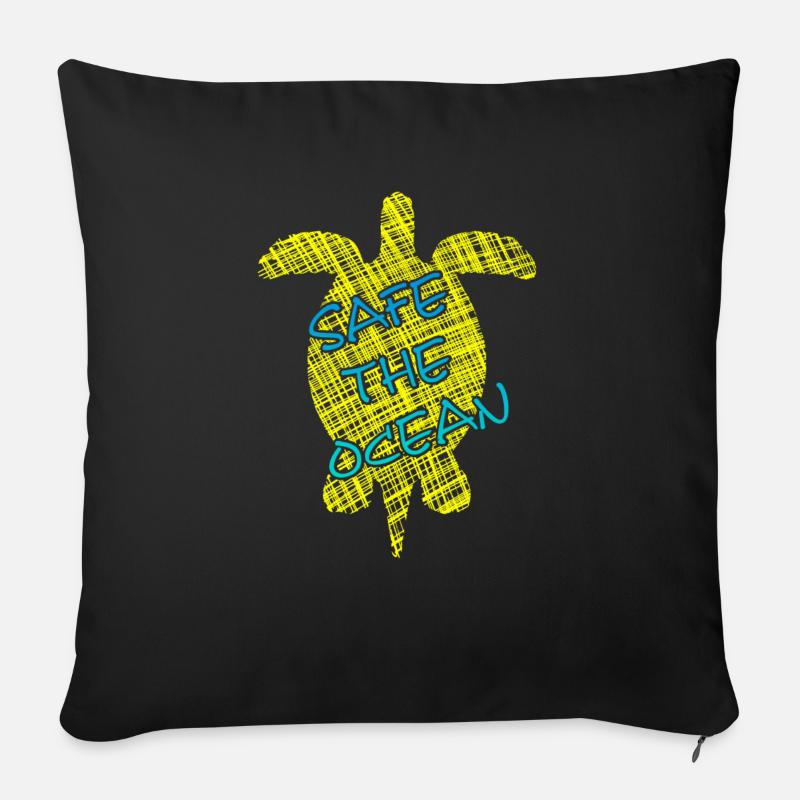 Save the Ocean, Turtle, Schildkröte - Sofakissenbezug 45 x 45 cm - Schwarz