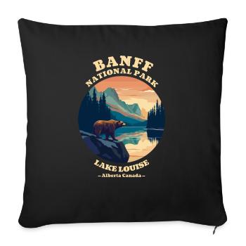 Vintage Retro Canadian Banff National Park - Housse de coussin décorative 45 x 45 cm - noir - Devant