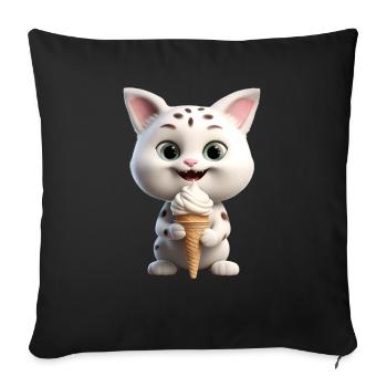 Katze mit Eis - Sofakissenbezug 45 x 45 cm - Schwarz - Vorne