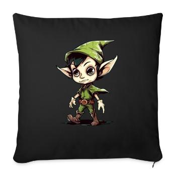 Lefo the little elf - Sofa pillowcase 17,3'' x 17,3'' (45 x 45 cm) - black - Front
