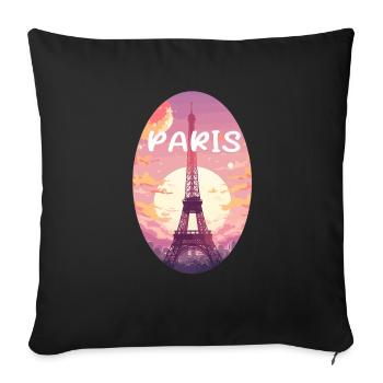 Pastel pink Paris - Sofa pillowcase 17,3'' x 17,3'' (45 x 45 cm) - black - Front