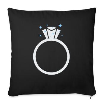 Bague de mariage en diamant - Housse de coussin décorative 45 x 45 cm - noir - Devant