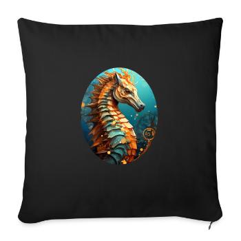 Sea horse - Sofa pillowcase 17,3'' x 17,3'' (45 x 45 cm) - black - Front
