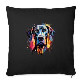 Dogue allemand coloré - Housse de coussin décorative 45 x 45 cm - noir - Devant