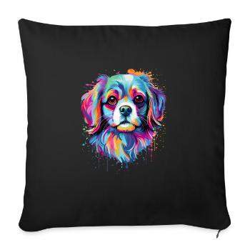 Pékinois coloré - Housse de coussin décorative 45 x 45 cm - noir - Devant