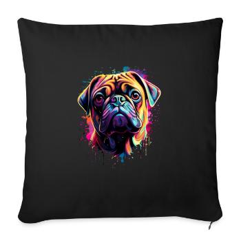 Carlin coloré - Housse de coussin décorative 45 x 45 cm - noir - Devant