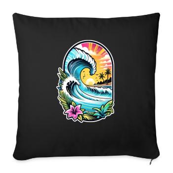 Surfing Beach Palm Tree Sunshine Holidays - Sofa pillowcase 17,3'' x 17,3'' (45 x 45 cm) - black - Front