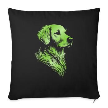 Golden Retriever Drawing Head Green - Sofa pillowcase 17,3'' x 17,3'' (45 x 45 cm) - black - Front