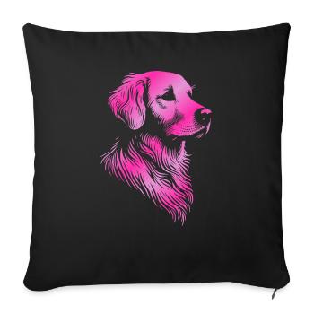 Golden Retriever Drawing Head Pink - Sofa pillowcase 17,3'' x 17,3'' (45 x 45 cm) - black - Front