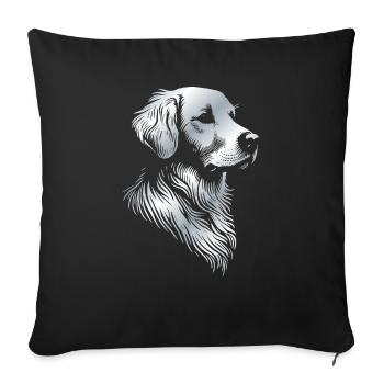 Golden Retriever Drawing Head Silver - Sofa pillowcase 17,3'' x 17,3'' (45 x 45 cm) - black - Front
