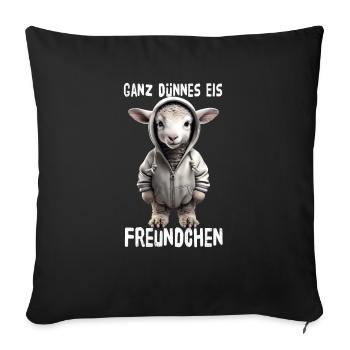 Mouton ami de glace très mince - Housse de coussin décorative 45 x 45 cm - noir - Devant