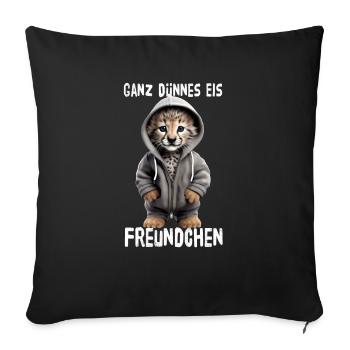 Glace très mince ami guépard - Housse de coussin décorative 45 x 45 cm - noir - Devant