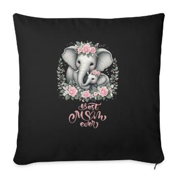 Best Mom Ever Elephant Floral Crown Motherhood - Sofa pillowcase 17,3'' x 17,3'' (45 x 45 cm) - black - Front