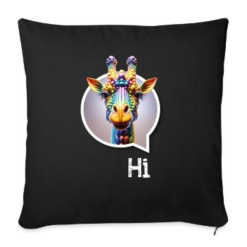 Giraffe diversity CSD rainbow 3D saying balloon - Sofa pillowcase 17,3'' x 17,3'' (45 x 45 cm) - black - Front