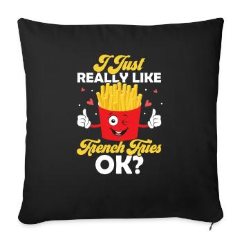 Amateur de frites : c’est plus qu’une - Housse de coussin décorative 45 x 45 cm - noir - Devant