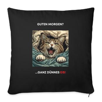 Cat Morning Grouch Sleepy Shirt Sleepy Head - Sofa pillowcase 17,3'' x 17,3'' (45 x 45 cm) - black - Front
