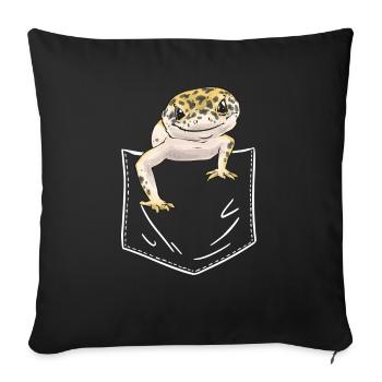 Leopard Gecko Reptile Pet Gecko - Sofa pillowcase 17,3'' x 17,3'' (45 x 45 cm) - black - Front