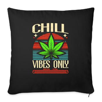 Chill Vibes Only Retro Cannabis Leaf Since 1996 - Sofa pillowcase 17,3'' x 17,3'' (45 x 45 cm) - black - Front