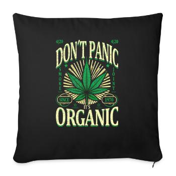 Keine Panik, es ist Bio Retro Cannabis Leaf 1970 - Sofakissenbezug 45 x 45 cm - Schwarz - Vorne