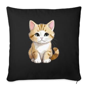 Sitting Cat - Sofakissenbezug 45 x 45 cm - Schwarz - Vorne