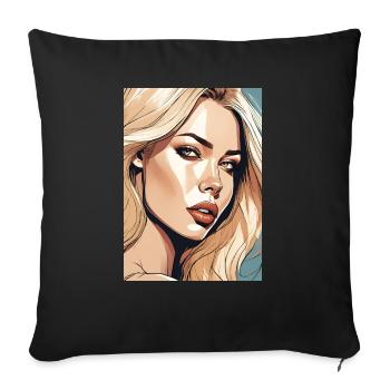 Blonde beautiful woman blonde - Sofa pillowcase 17,3'' x 17,3'' (45 x 45 cm) - black - Front