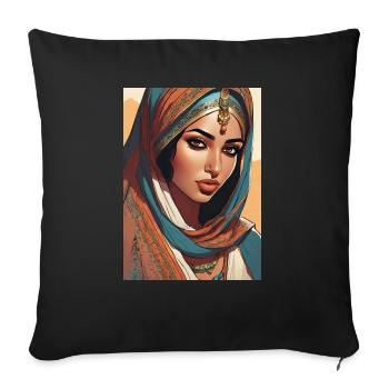Indian beautiful woman - Sofa pillowcase 17,3'' x 17,3'' (45 x 45 cm) - black - Front
