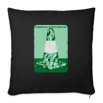 Cône de route vert camouflage - Housse de coussin décorative 45 x 45 cm - noir - Devant