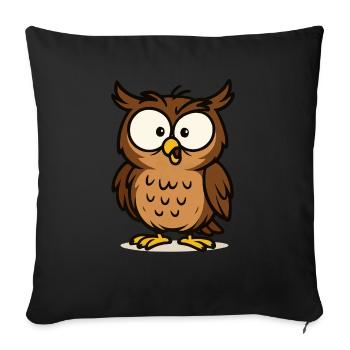 eule comic 1 - Sofakissenbezug 45 x 45 cm - Schwarz - Vorne