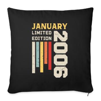 Janvier 2006 - Cadeau anniversaire Janvier 2006 - Housse de coussin décorative 45 x 45 cm - noir - Devant