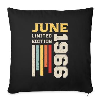June 1966 - Birthday gift June 1966 June - Sofa pillowcase 17,3'' x 17,3'' (45 x 45 cm) - black - Front