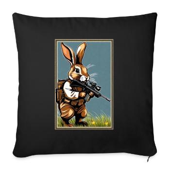 Easter Bunny with Machine Gun | happy Easter - Sofa pillowcase 17,3'' x 17,3'' (45 x 45 cm) - black - Front