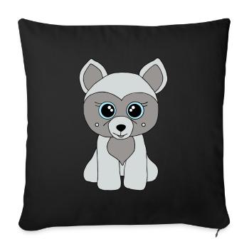 Süßer grauer Hund - Sofakissenbezug 45 x 45 cm - Schwarz - Vorne