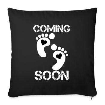 baby coming soon - Sofa pillowcase 17,3'' x 17,3'' (45 x 45 cm) - black - Front