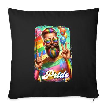 Pride Gay CSD Love LGBTQ Colors of the Rainbow - Sofa pillowcase 17,3'' x 17,3'' (45 x 45 cm) - black - Front