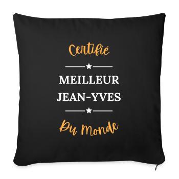 Certifié meilleur jean yves du monde - Housse de coussin décorative 45 x 45 cm - noir - Devant