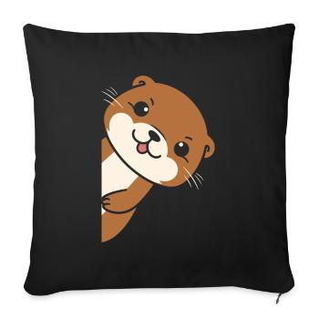Humour petite loutre - Housse de coussin décorative 45 x 45 cm - noir - Devant