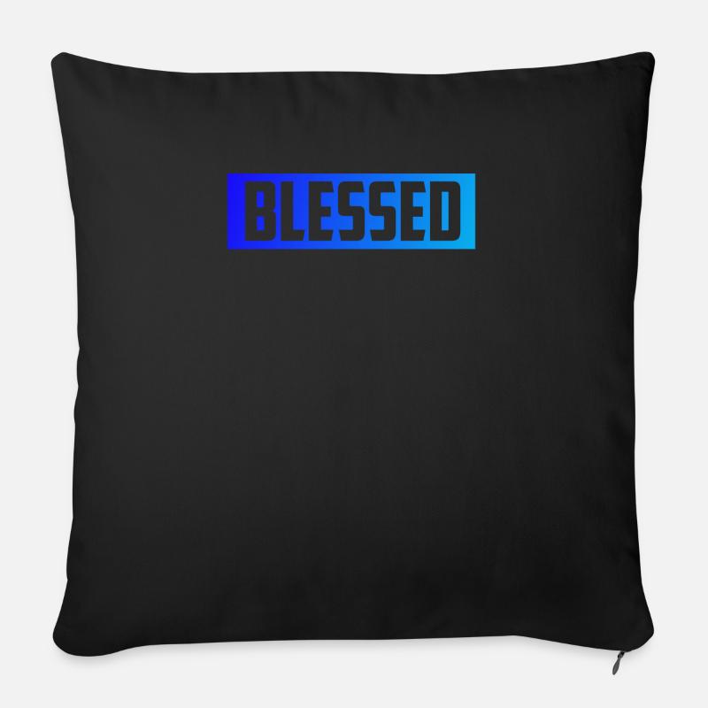 Béni heureux et content! - Housse de coussin décorative 45 x 45 cm - noir