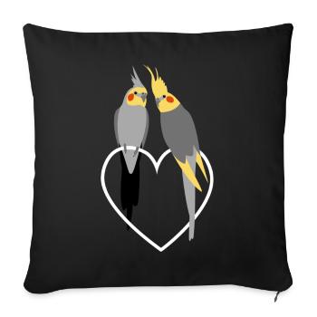 Cockatiel Lovers on heart - Sofa pillowcase 17,3'' x 17,3'' (45 x 45 cm) - black - Front