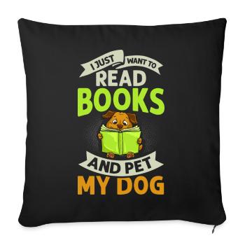 Book Dog Reading Bookworm Librarian Reader - Sofa pillowcase 17,3'' x 17,3'' (45 x 45 cm) - black - Front
