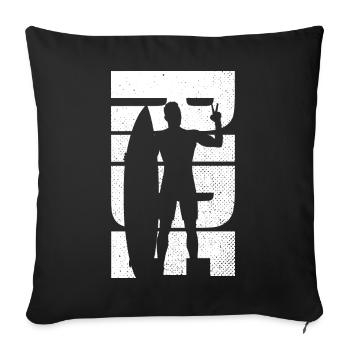 Surf Retro Boarding Surfer Homme - Housse de coussin décorative 45 x 45 cm - noir - Devant