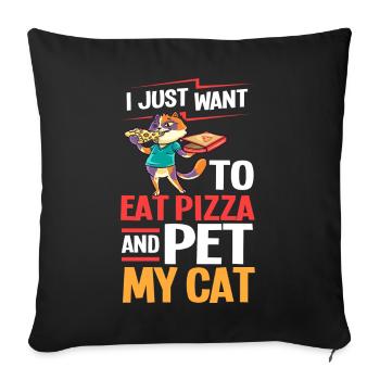 Pizza Cat Food Pizzeria Italian Kitten - Sofa pillowcase 17,3'' x 17,3'' (45 x 45 cm) - black - Front