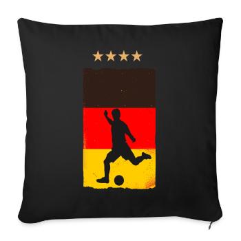 Maillot de fan de football allemand allemand - Housse de coussin décorative 45 x 45 cm - noir - Devant