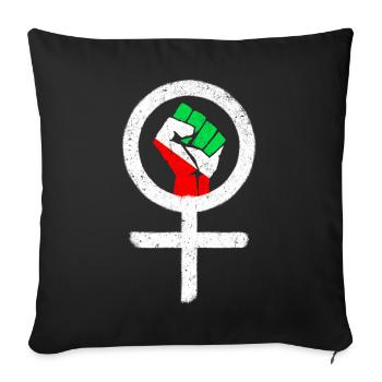 Feminist symbol + Iranian flag - Sofa pillowcase 17,3'' x 17,3'' (45 x 45 cm) - black - Front