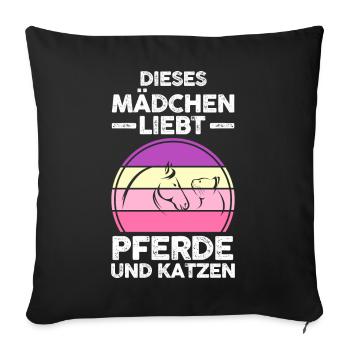 Pferde Pferdeliebhaber Katzenliebhaber Katzen - Sofakissenbezug 45 x 45 cm - Schwarz - Vorne